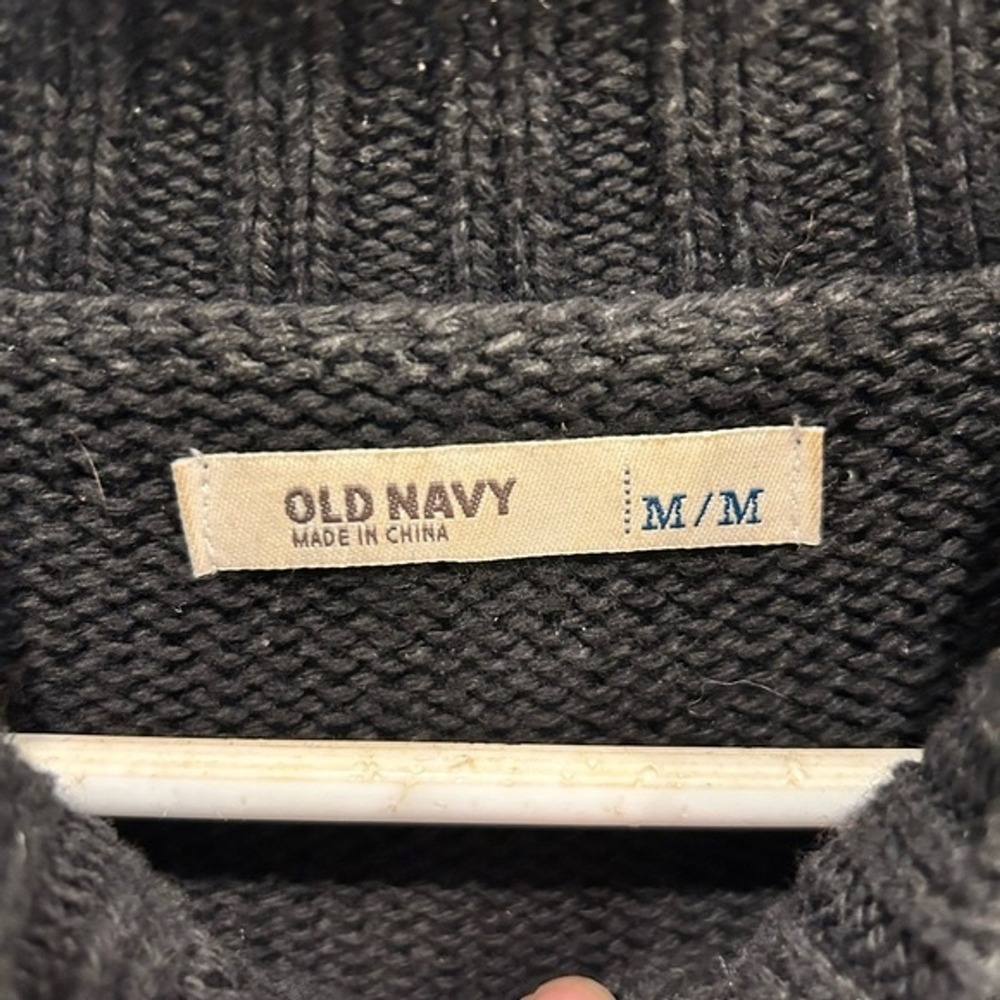 Old Navy Black Toggle Front Knit Cardigan Cape Sweater Mock Neck Womens Medium - Picture 5 of 6